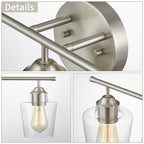 KAWOTI 3-Light Dimmable Bathroom Vanity Light with Glass Shade - L22 x W7 x H10.5