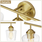 KAWOTI 3-Light Dimmable Bathroom Vanity Light with Glass Shade - L22 x W7 x H10.5
