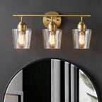 KAWOTI 3-Light Dimmable Bathroom Vanity Light with Glass Shade - L22 x W7 x H10.5