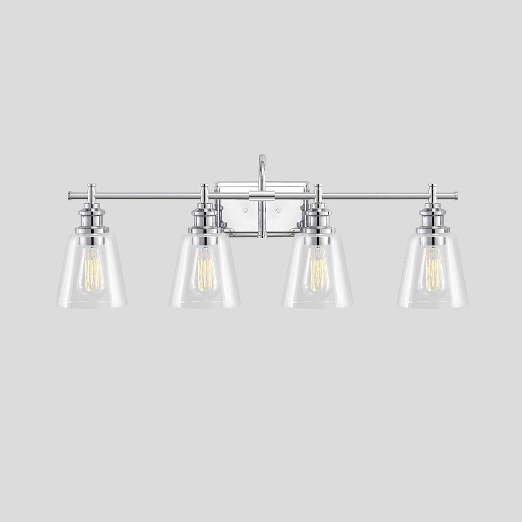 KAWOTI 4-Light Bathroom Vanity Light with Glass Shade
