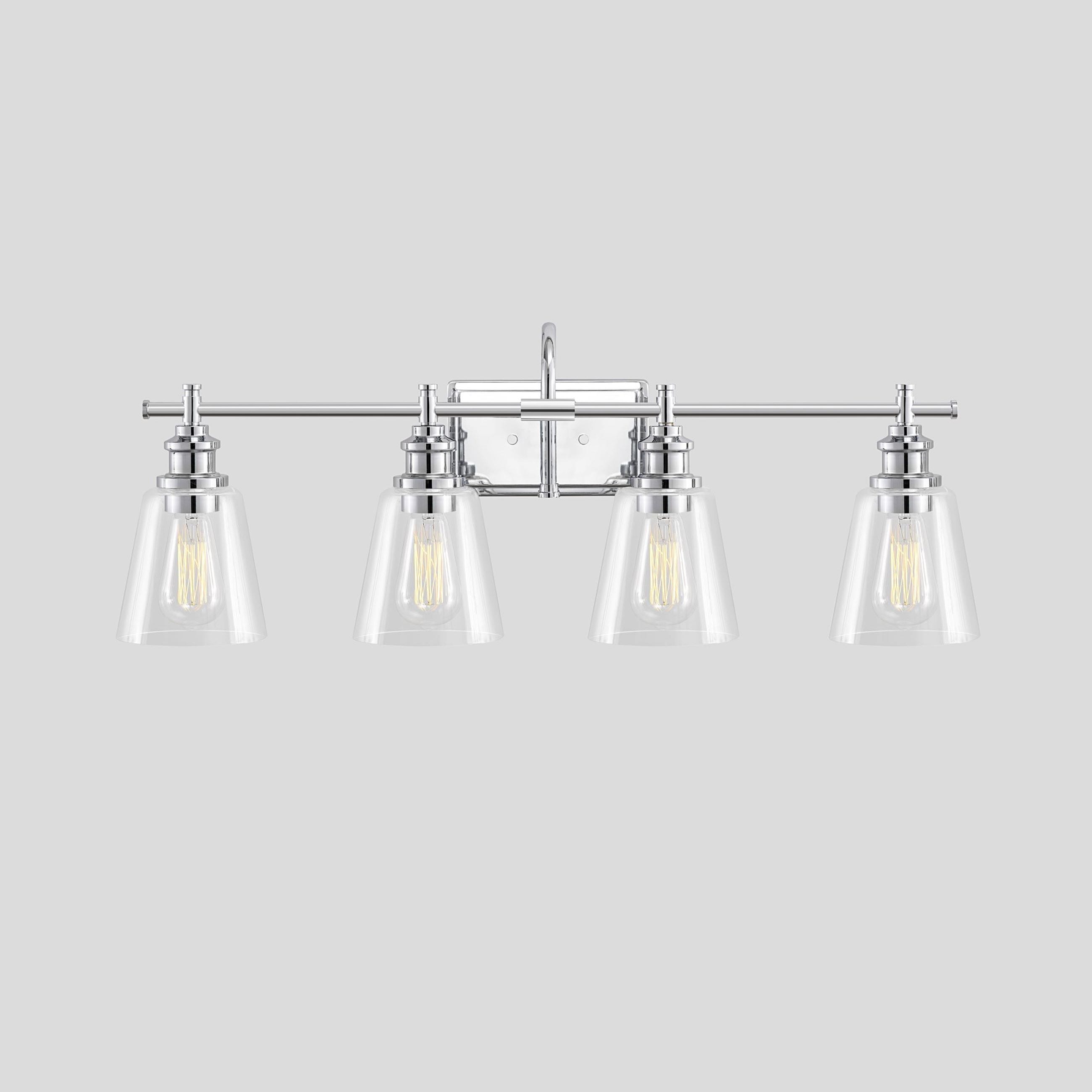 KAWOTI 4-Light Bathroom Vanity Light with Glass Shade