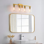 KAWOTI 29inch 4-Light Modern Bathroom Vanity Light with Clear Glass Shades
