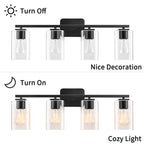 KAWOTI 29inch 4-Light Modern Bathroom Vanity Light with Clear Glass Shades