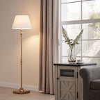 KAWOTI 60.5'' 2-Light Floor Lamp with Empire Fabric Shade