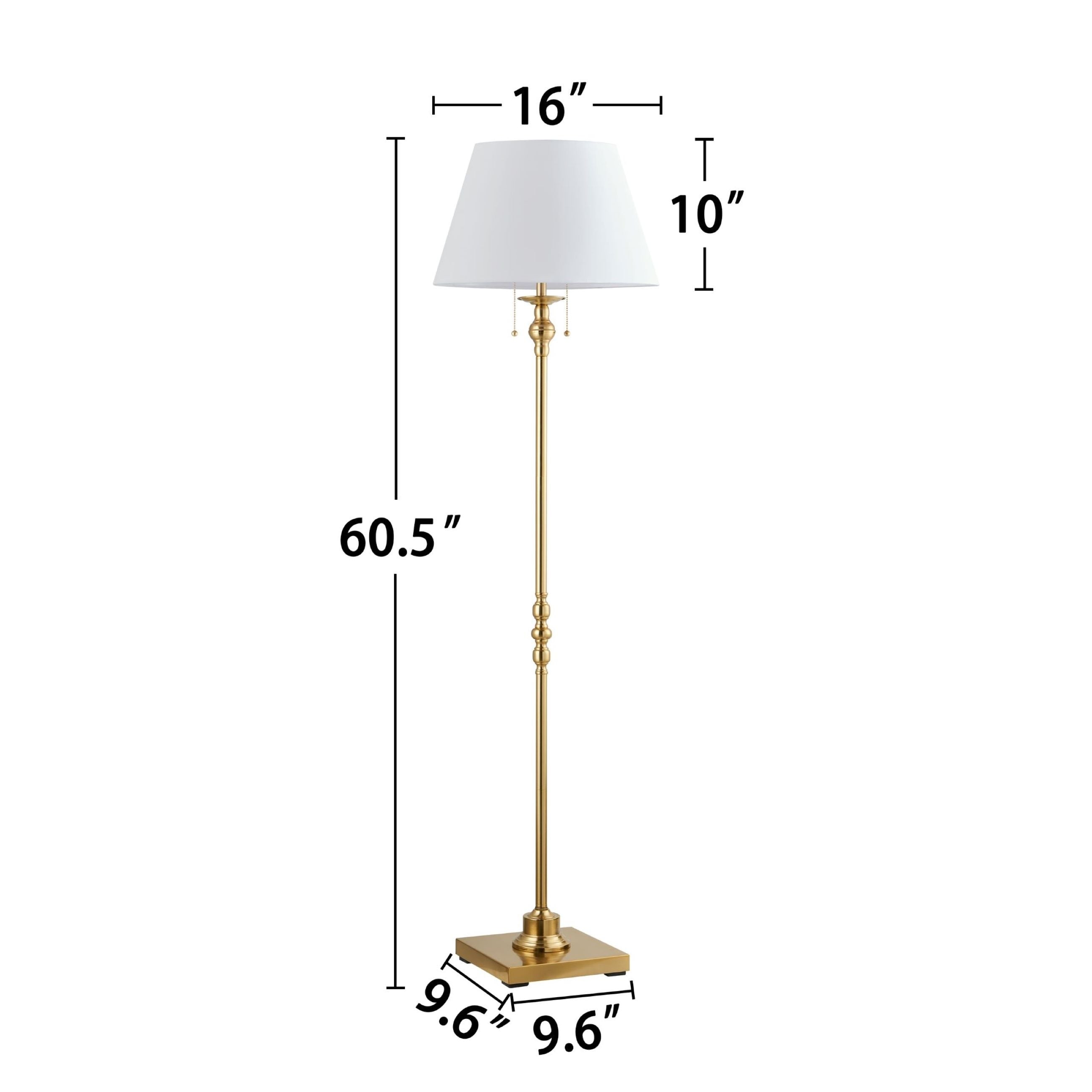 KAWOTI 60.5'' 2-Light Floor Lamp with Empire Fabric Shade