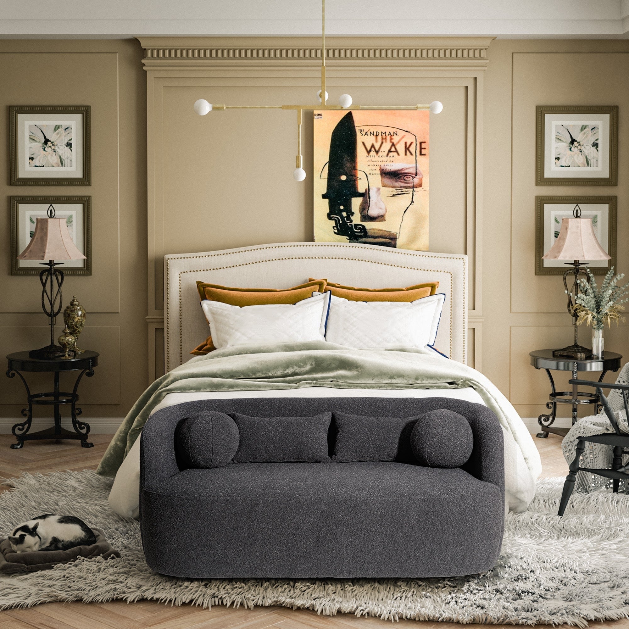 KINWELL Boucle Upholstered 2-Seats Loveseat with Pillows