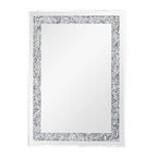 KOHROS Silver Rectangle Crystal Decorative Wall Mirror