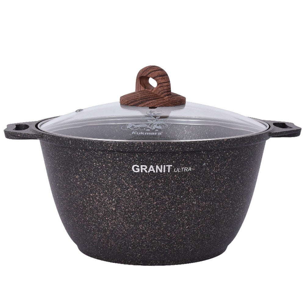 KUKMARA Granit Ultra Aluminum Marble Non-Stick Pot w/Glass Lid