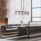 Kasy Modern 5-Light Linear Chandelier Textured Glass Kitchen Island Light Unique Design