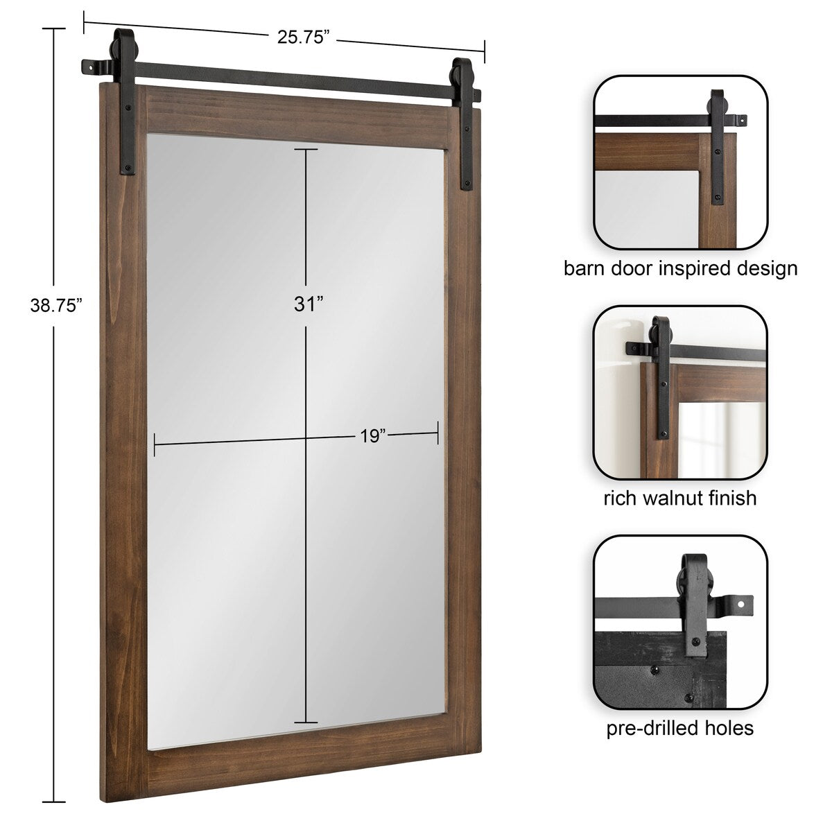 Kate and Laurel Cates Rustic Rectangular Wall Mirror