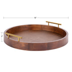 Kate and Laurel Lipton Round Decorative Tray with Metal Handles