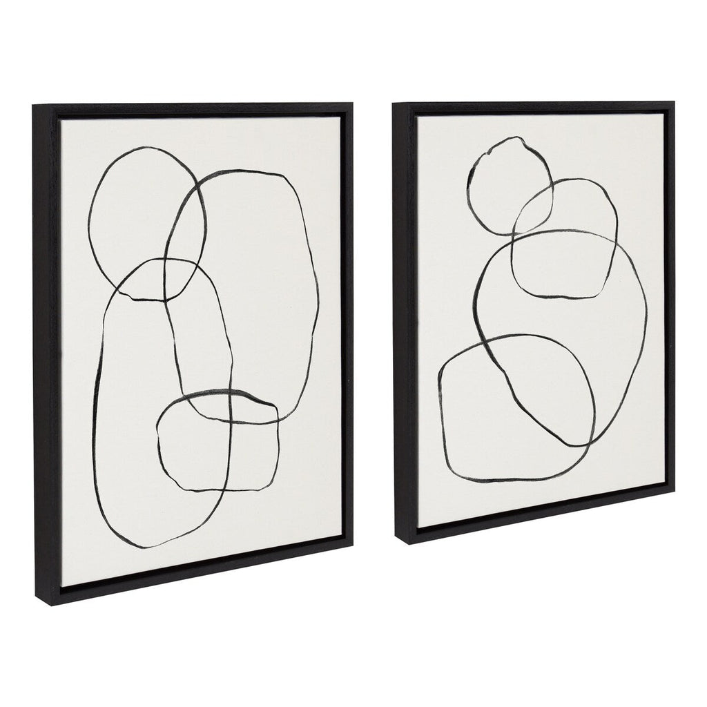 Kate and Laurel Sylvie Modern Circles Framed Canvas Set by Teju Reval