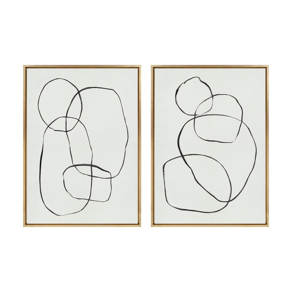 Kate and Laurel Sylvie Modern Circles Framed Canvas Set by Teju Reval