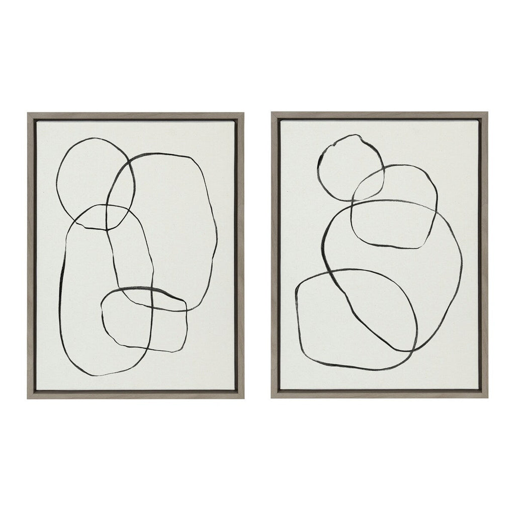 Kate and Laurel Sylvie Modern Circles Framed Canvas Set by Teju Reval