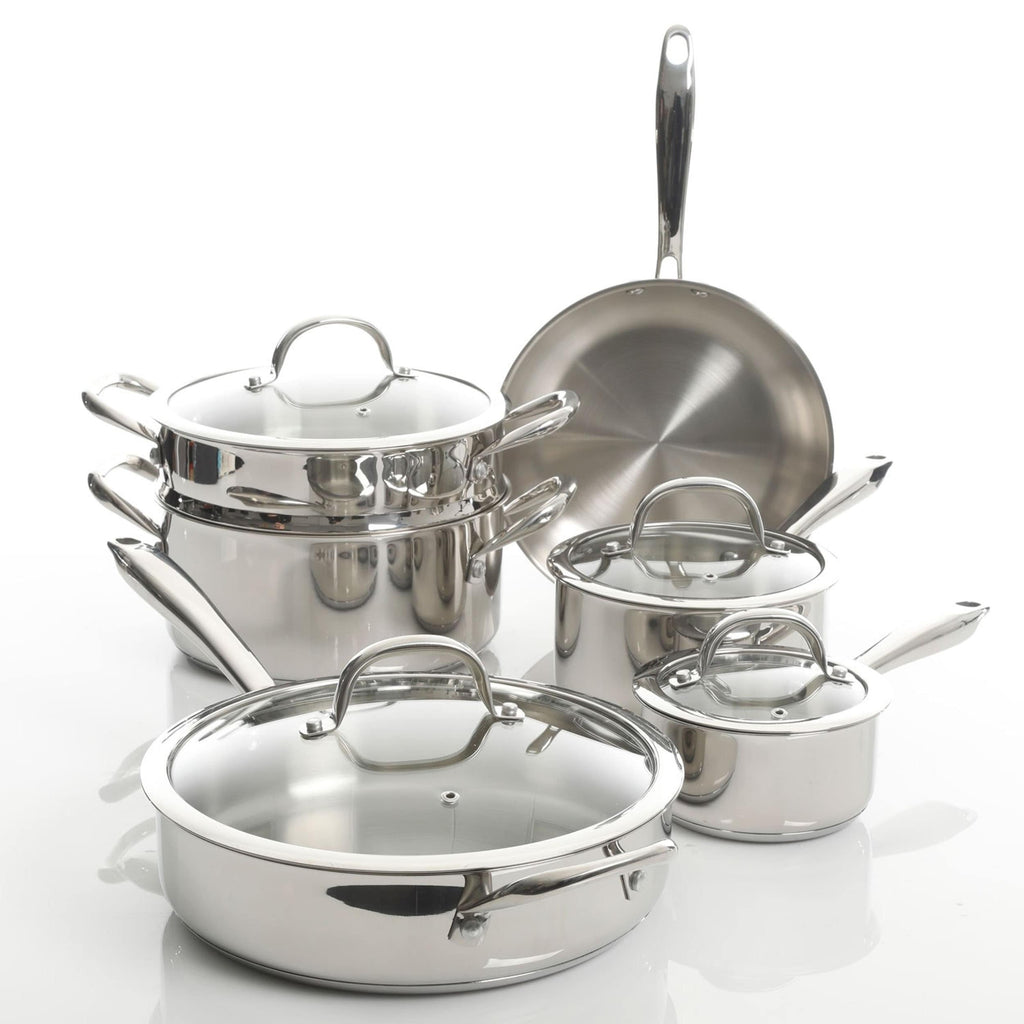 Kenmore Elite Devon 10 Piece Heavy Gauge Stainless Steel Cookware Set