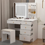 Kerrogee Makeup Vanity Set with Adjustable Lighted Mirror & Stool - 39.4L x 19.7W x 53.5H