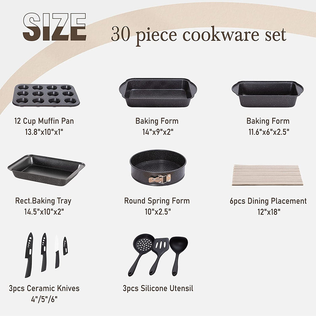 Kitchen Academy 12/30-piece Nonstick Induction Cookware Set