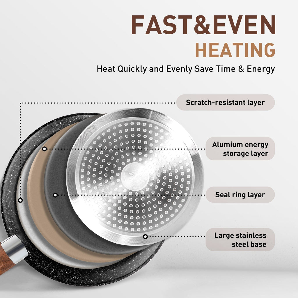 Kitchen Cookware Sets Nonstick, 12 Piece Pots and Pans Set Granite Cooking Set