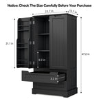 Kitchen Storage Pantry Cabinet, Freestanding Bathroom Storage Cabinet with 2 Doors and Drawers