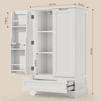 Kitchen Storage Pantry Cabinet, Freestanding Bathroom Storage Cabinet with 2 Doors and Drawers