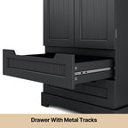 Kitchen Storage Pantry Cabinet, Freestanding Bathroom Storage Cabinet with 2 Doors and Drawers