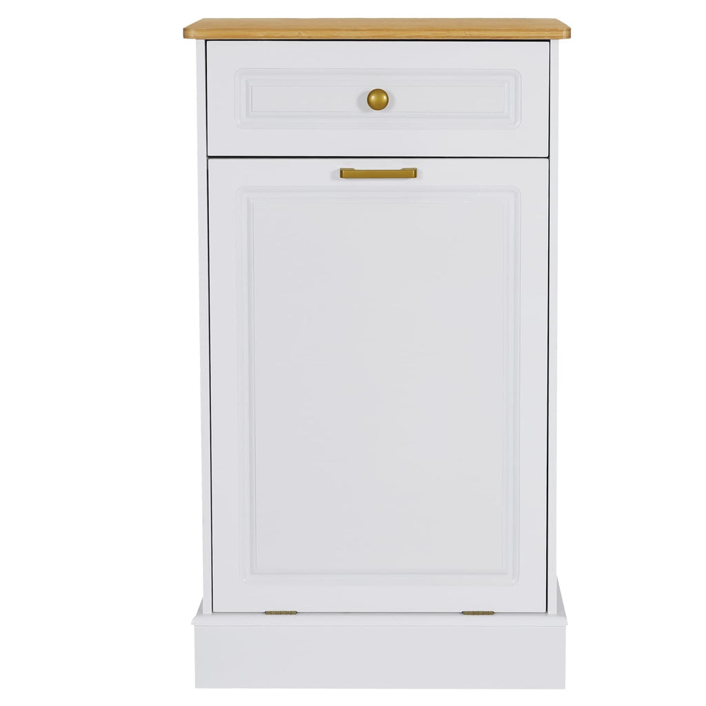Kitchen Tilt Out Trash Cabinet Can Bin Storage Wooden Counter-top Waste Baskets with Drawer