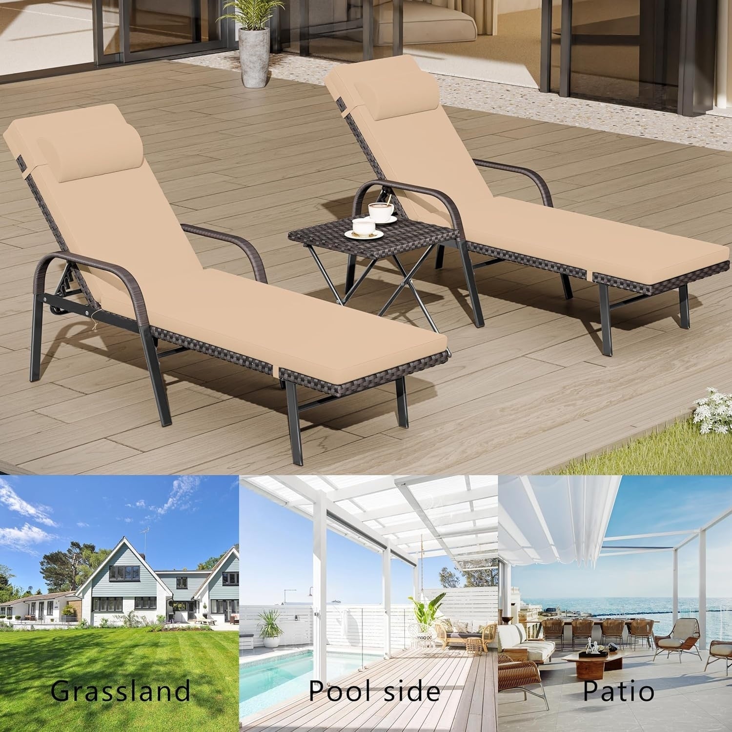 Kullavik 3-PiecesOutdoor Chaise Lounge Set