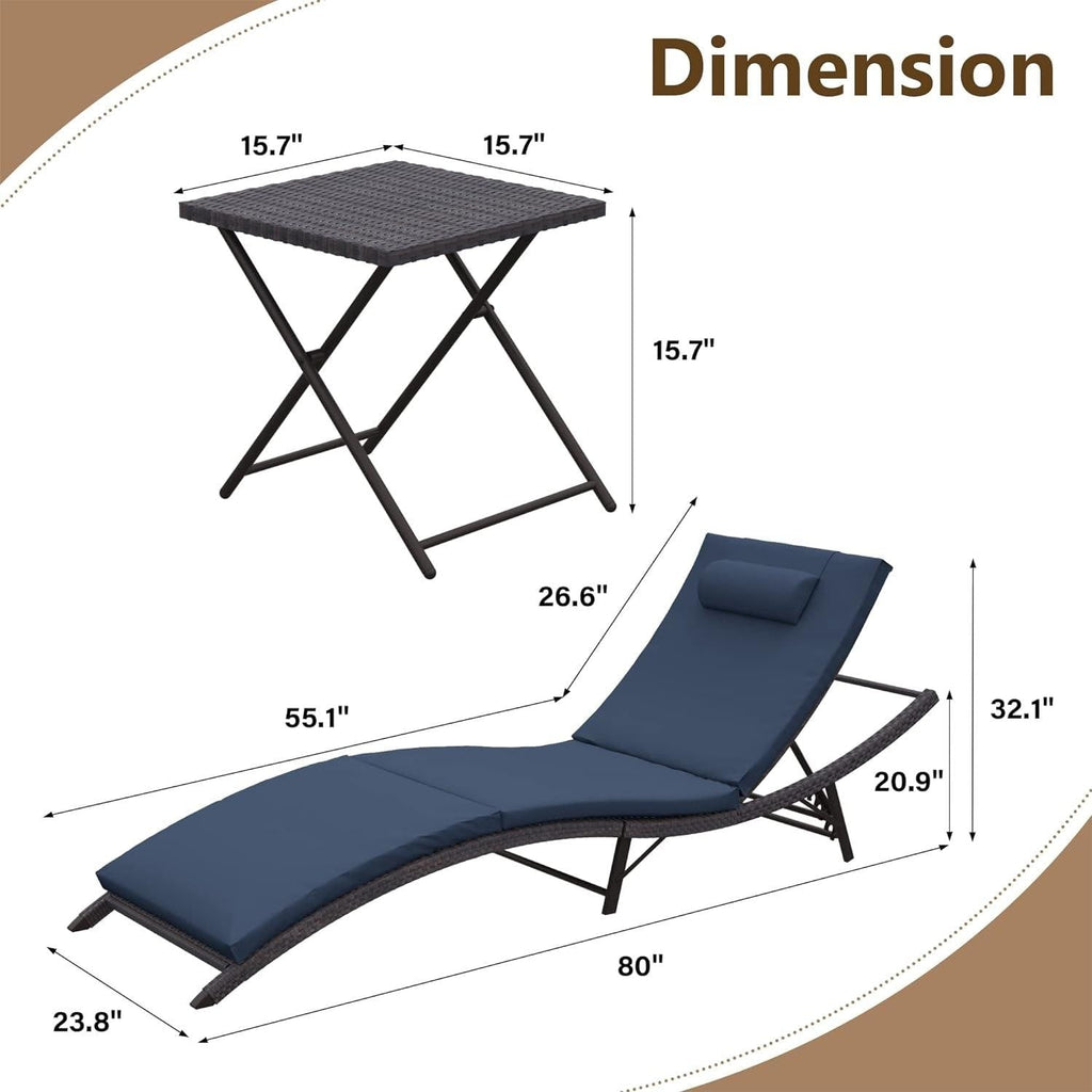 Kullavik 3-PiecesOutdoor Chaise Lounge Set