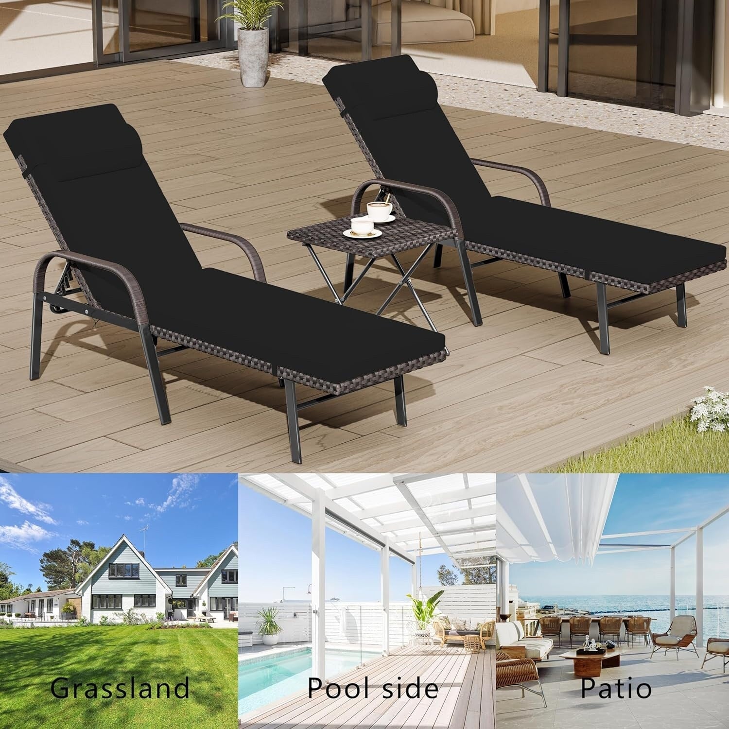 Kullavik 3-PiecesOutdoor Chaise Lounge Set