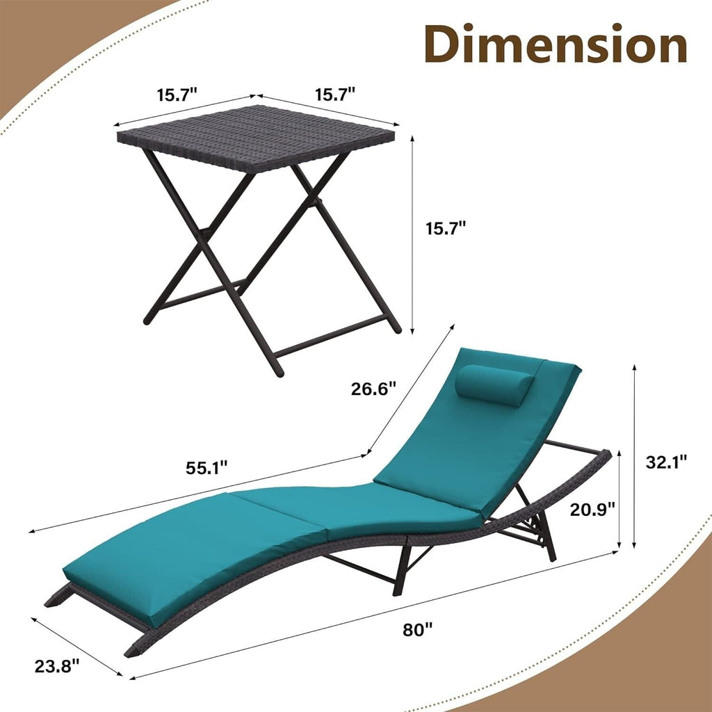 Kullavik 3-PiecesOutdoor Chaise Lounge Set