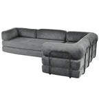 L-Shaped Modular Sofa Bed in Corduroy Fabric