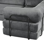 L-Shaped Modular Sofa Bed in Corduroy Fabric