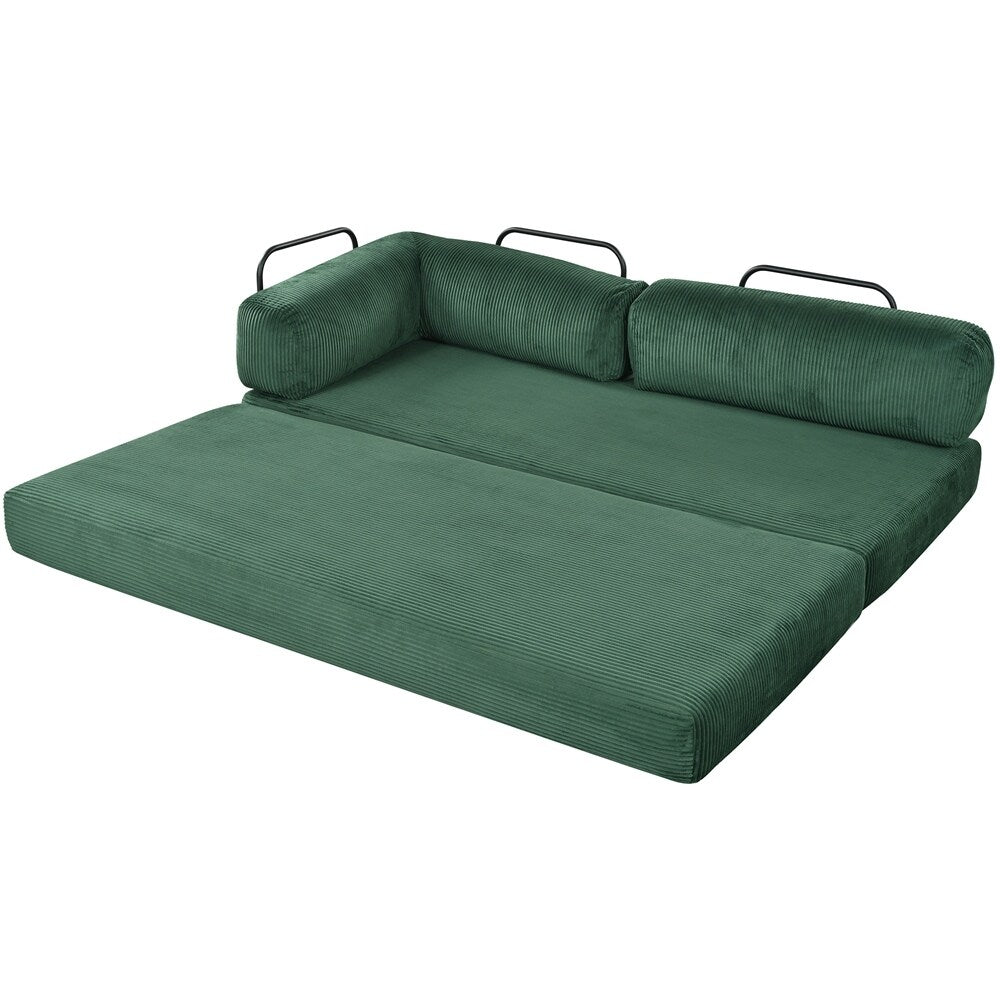 L-Shaped Modular Sofa Bed in Corduroy Fabric