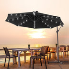 LIVOOSUN 10ft LED Patio Offset Umbrella With Cross Base
