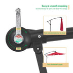 LIVOOSUN 10ft LED Patio Offset Umbrella With Cross Base