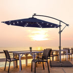 LIVOOSUN 10ft LED Patio Offset Umbrella With Cross Base