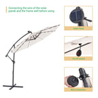 LIVOOSUN 10ft LED Patio Offset Umbrella With Cross Base