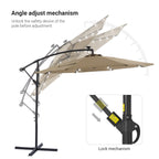 LIVOOSUN 10ft LED Patio Offset Umbrella With Cross Base