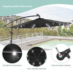 LIVOOSUN 10ft LED Patio Offset Umbrella With Cross Base