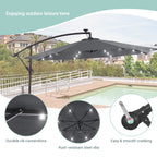 LIVOOSUN 10ft LED Patio Offset Umbrella With Cross Base