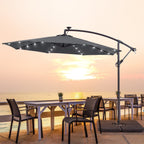 LIVOOSUN 10ft LED Patio Offset Umbrella With Cross Base