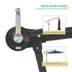 LIVOOSUN 10ft LED Patio Offset Umbrella With Cross Base