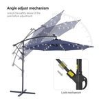 LIVOOSUN 10ft LED Patio Offset Umbrella With Cross Base