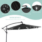 LIVOOSUN 10ft LED Patio Offset Umbrella With Cross Base