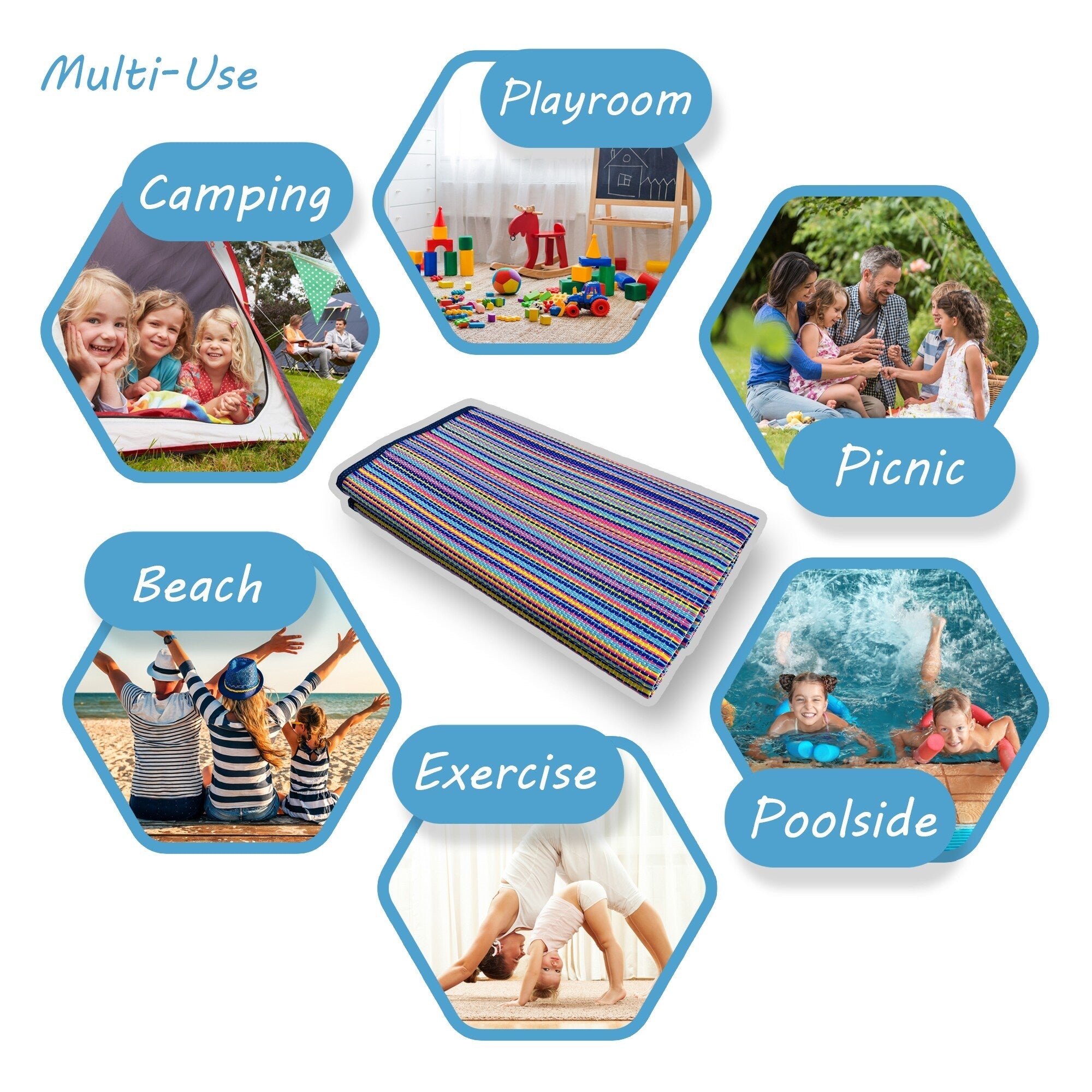 Lalune Beach Stripe Indoor Outdoor Area Rug