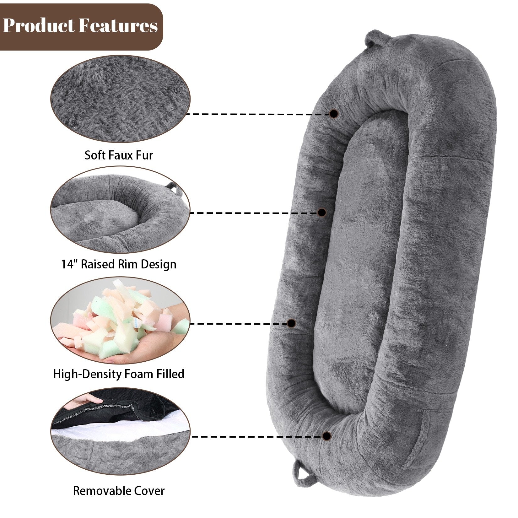 Giant Dog Bed for Humans 71x48x14 Large Dog Bed for People Adults, Washable Napping Dog Bed