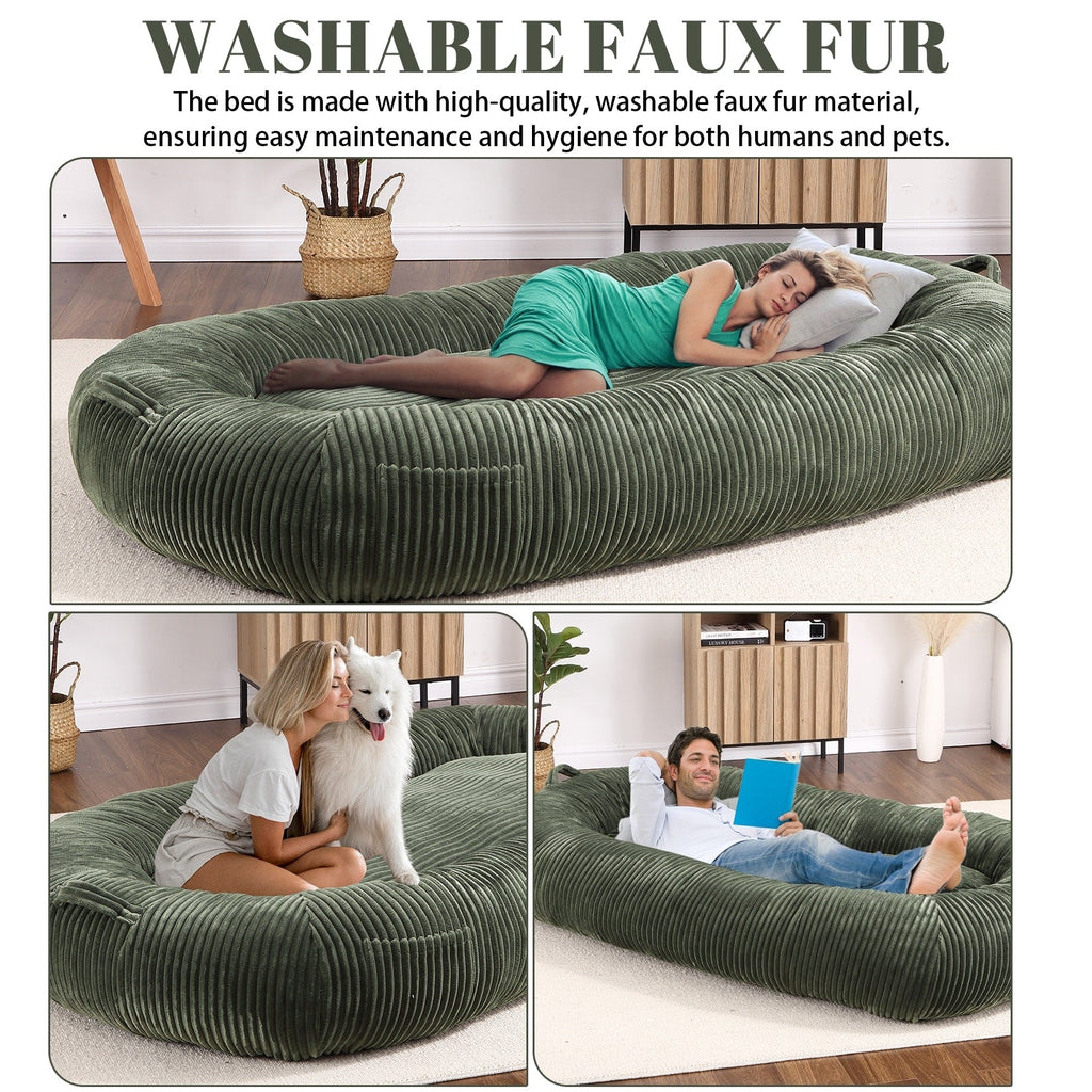 Giant Dog Bed for Humans 71x48x14 Large Dog Bed for People Adults, Washable Napping Dog Bed