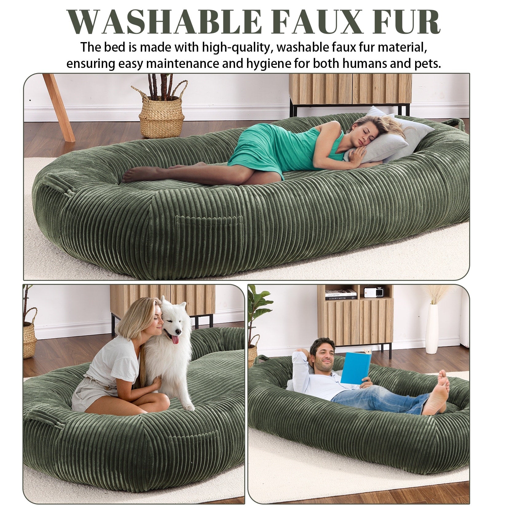 Giant Dog Bed for Humans 71x48x14 Large Dog Bed for People Adults, Washable Napping Dog Bed