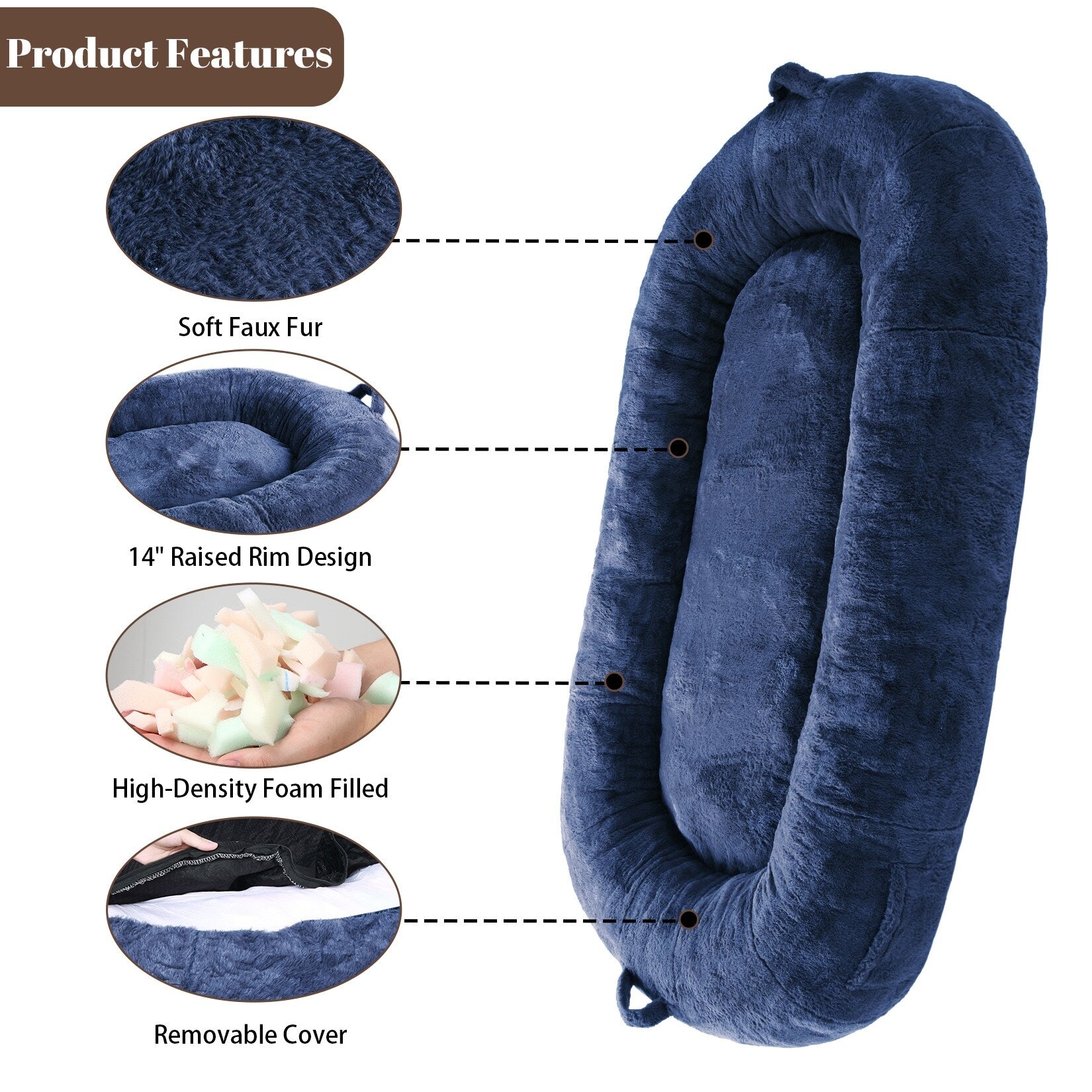 Giant Dog Bed for Humans 71x48x14 Large Dog Bed for People Adults, Washable Napping Dog Bed