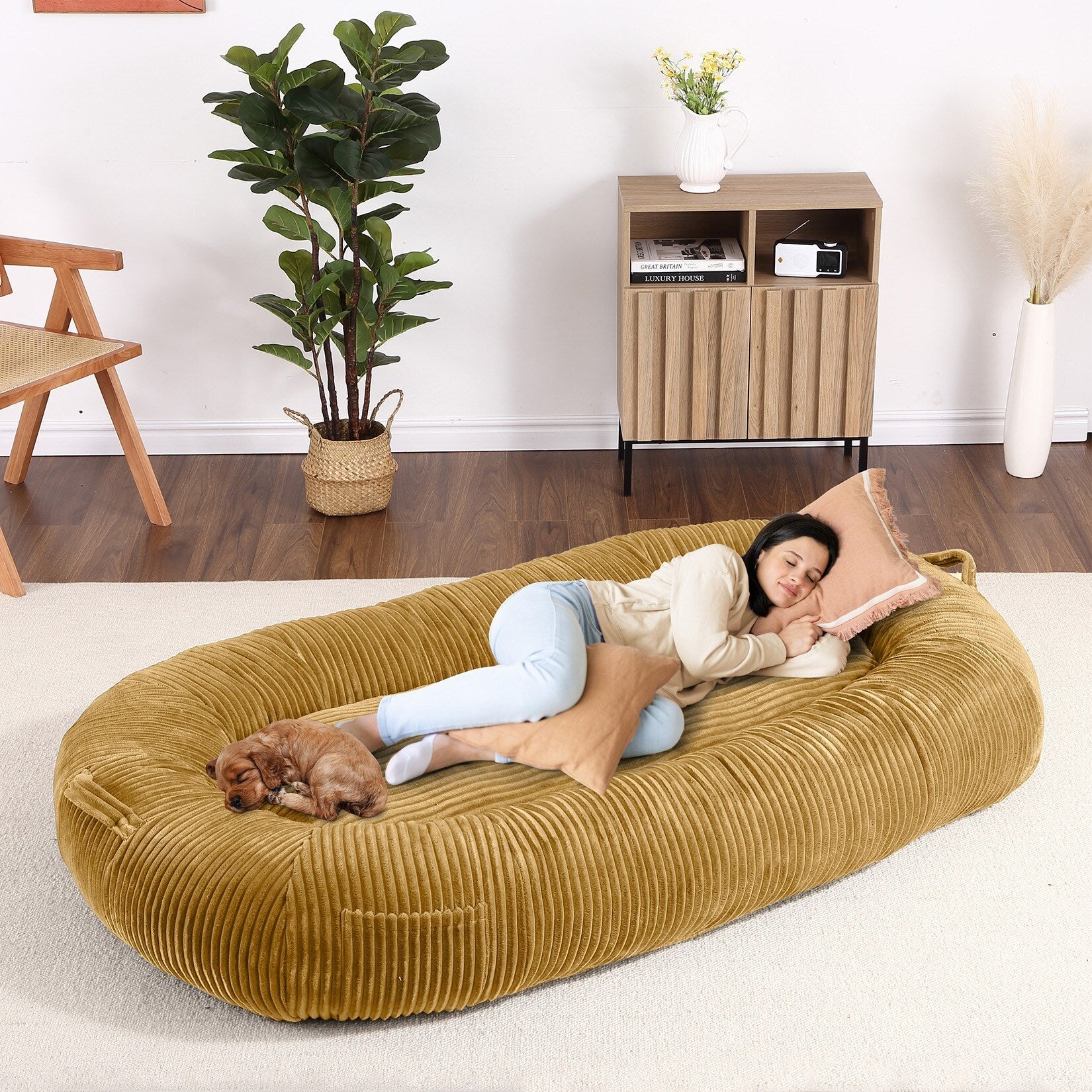Giant Dog Bed for Humans 71x48x14 Large Dog Bed for People Adults, Washable Napping Dog Bed